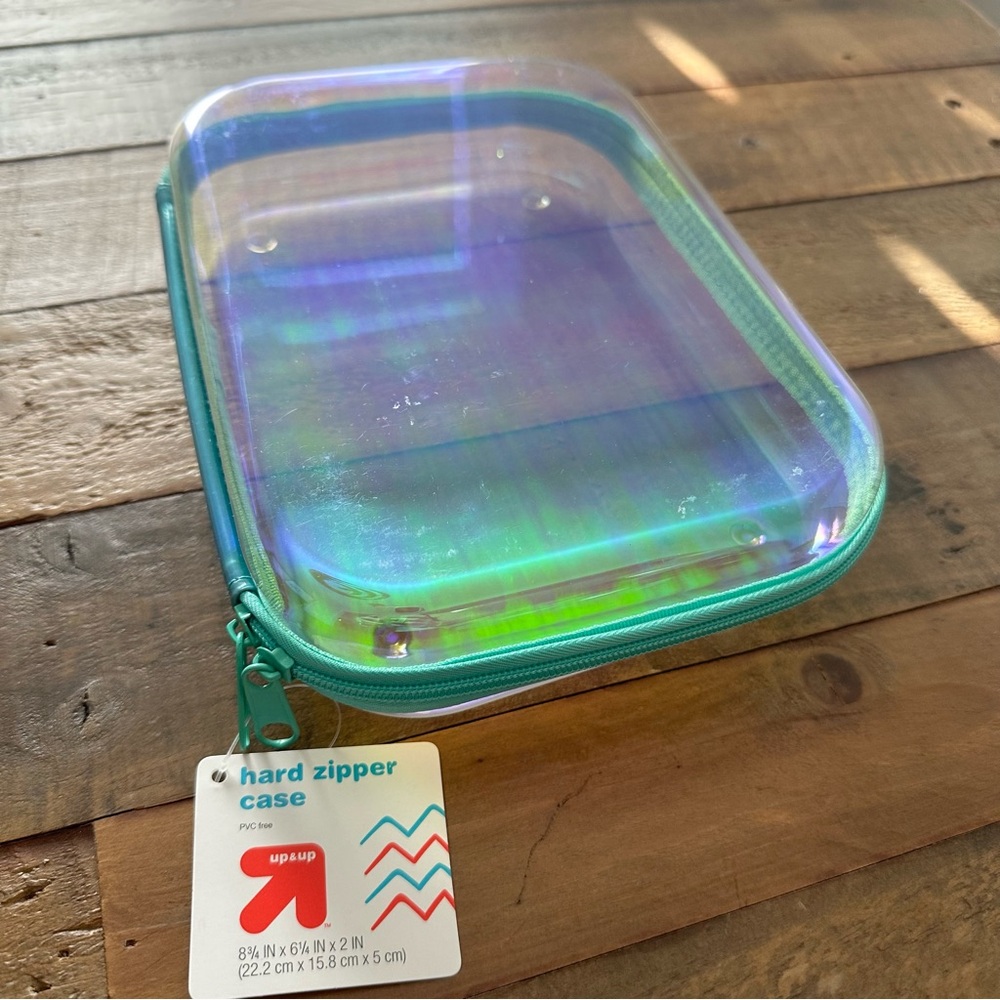 ⭐️NWT Target Up & Up Iridescent Hard Sided Zipper Pencil Case